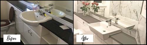 Calacatta Marble Bathroom Before and After Images