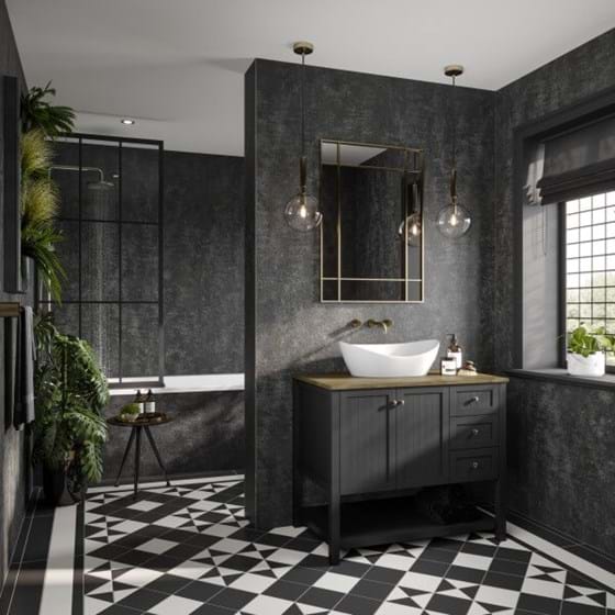 Medium sized bathroom ideas featuring Graphite Elements from the Linda Barker Collection