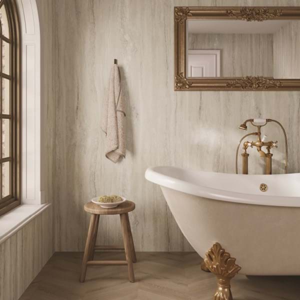 Jupiter Silver bathroom wall panels by Multipanel