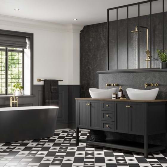 Large sized bathroom ideas featuring Graphite Elements from the Linda Barker Collection