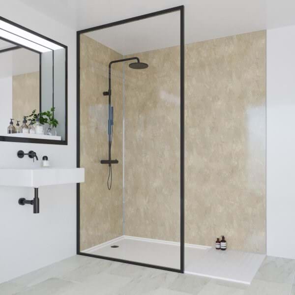 Travertine bathroom wall panels by Multipanel