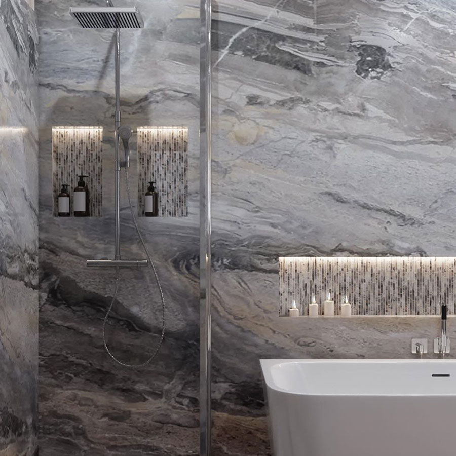 Cappuccino Stone bathroom wall panels by Multipanel 