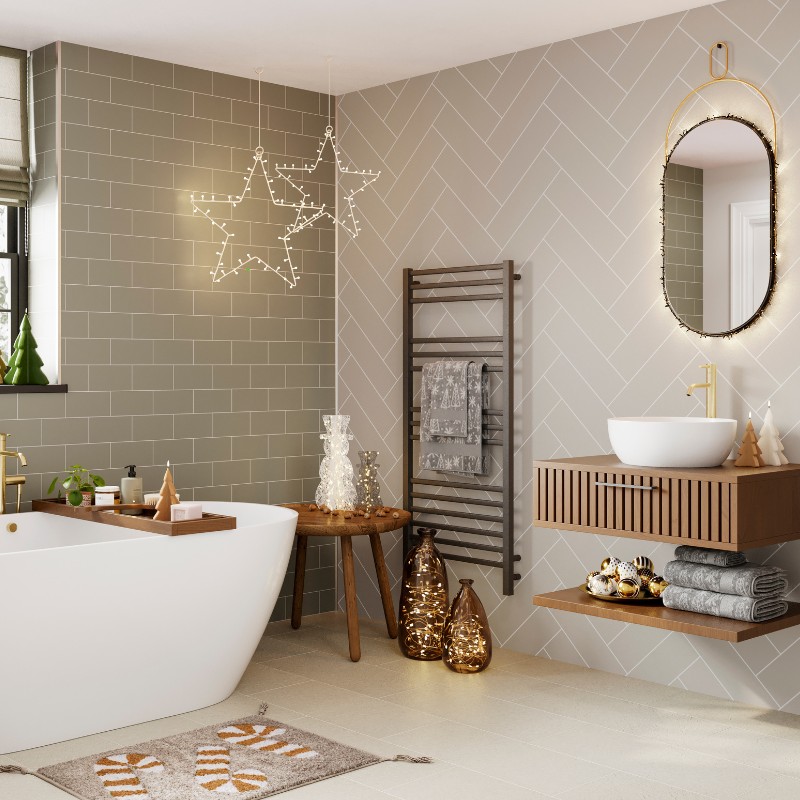 Christmas bathroom ideas warm lights