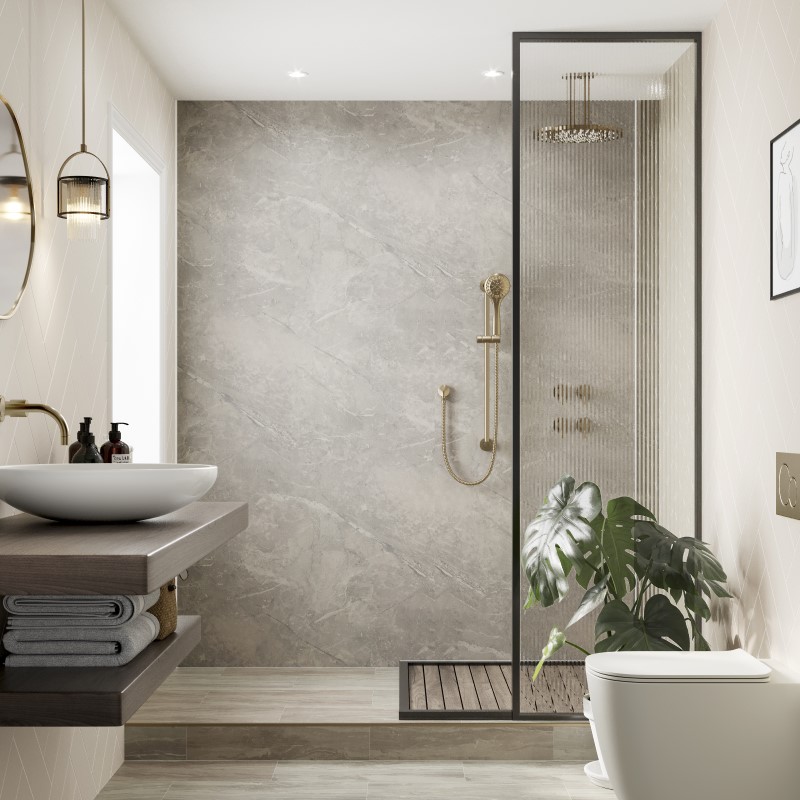 valmasino marble and taupe grey 2024 bathroom trends